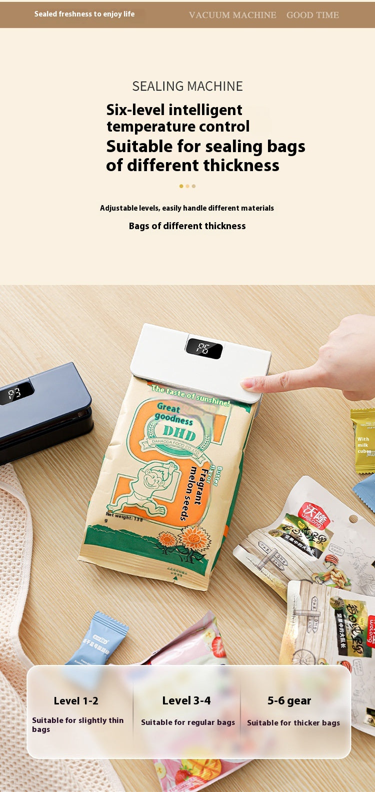 Small Portable Mini Sealing Machine Heat Seal Food Hand Press Snack Plastic Bag