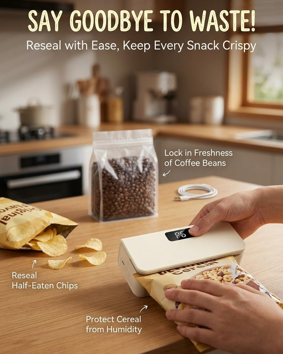 Mini Bag Sealer Magnetic Fridge with Cutter and Magnet, Rechargeable Heat Portable Bag Resealer for Mylar Bags Chip Bags, Faddish Snack Press Seal Machine，Handheld Sellador Bolsas Plasticas (White)